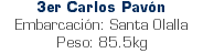 3er Carlos Pavón Embarcación: Santa Olalla Peso: 85.5kg