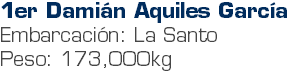 1er Damián Aquiles García Embarcación: La Santo Peso: 173,000kg