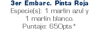 3er Embarc. Pinta Roja Especie(s): 1 marlín azul y 1 marlín blanco. Puntaje: 650pts*